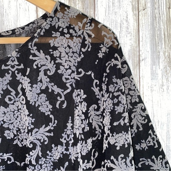 Entro Sheer Mesh Fringe Bottom Cropped Blouse - Picture 4 of 5